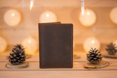 Skórzany cienki portfel slim wallet brodrene sw01 ciemnobrązowy