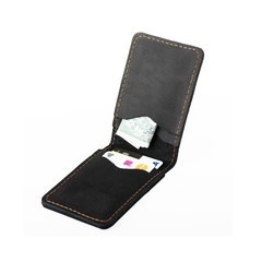 Skórzany cienki portfel slim wallet brodrene sw02b czarny