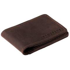 Skórzany cienki portfel slim wallet brodrene sw02db ciemnobrązowy