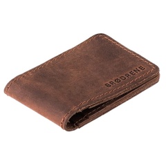 Skórzany cienki portfel slim wallet brodrene sw02lb jasnobrązowy
