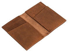 Skórzany cienki portfel slim wallet brodrene sw03 jasnobrązowy