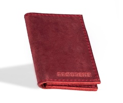 Skórzany cienki portfel slim wallet brodrene sw03 czerwony
