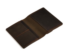 Skórzany cienki portfel slim wallet z bilonówką brodrene sw04 ciemnobrązowy