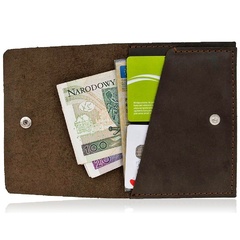 Skórzany cienki portfel slim wallet brodrene sw06 ciemnobrązowy