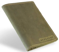 Skórzany cienki portfel slim wallet brodrene sw07 zielony