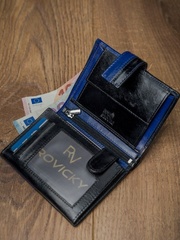 Portfel męski skórzany rfid rovicky n4l-vt2 czarno-niebieski