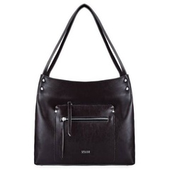 Skórzana torba damska shopper bag czarna solier