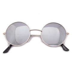 Lenonki srebrne lustrzane przeciwsłoneczne hippie retro 447a