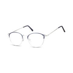 Lenonki okrągłe okulary oprawki optyczne 933a srebrne + niebieskie