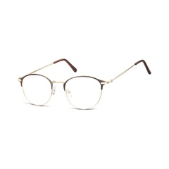 Lenonki okrągłe okulary oprawki optyczne 933f zlote+ciemnobrązowe