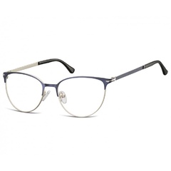 Okulary oprawki korekcyjne kocie oczy zerówki sunoptic 914a srebrno-granatowe