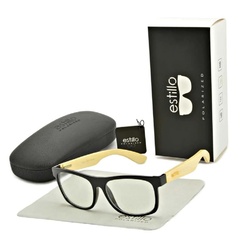 Drewniane okulary nerd z filtrem blue light korekcyjne do komputera est-113k-1