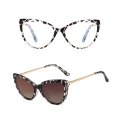 Damskie kocie okulary do komputera z nakładką przeciwsłoneczną clip-on 2593-1