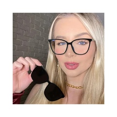 Damskie kocie okulary do komputera z nakładką przeciwsłoneczną clip-on 2594