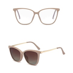 Damskie kocie okulary do komputera z nakładką przeciwsłoneczną clip-on 2594-2