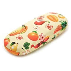 Twarde etui na okulary kremowe w kolorowe owoce et-109c