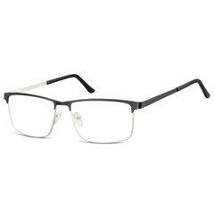 Okulary zerówki korekcyjne nerd prostokątne flex 910a czarno-srebrne