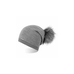 Lekka czapka damska smerfetka z pomponem cz19 9938-lightgray