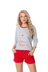 Piżama damska aruelle cookie short grey-red