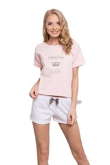 Piżama damska aruelle princess queen short dots & pink