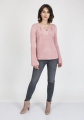 Sweter damski mkm kylie swe 117 pudrowy róż