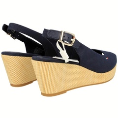 Tommy hilfiger iconic elba sling back wedge - sandały damskie na koturnie