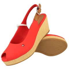 Tommy hilfiger iconic elba sling back wedge - sandały damskie na koturnie