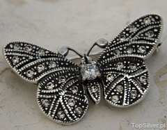 Motyl - srebrna broszka wysadzana cyrkoniami