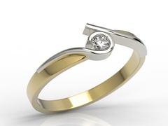Pierścionek z żółtego i białego złota z brylantem 0,08 ct h/si model ap-3208zb