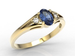 Pierścionek z żółtego złota jp-22z z szafirem i diamentami 0,04 ct.