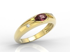 Pierścionek z żółtego złota z rubinem i diamentami 0,03 ct wzór jp-57z