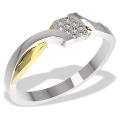 Pierścionek z białego i żółtego złota z diamentami 0,05 ct wzór lp-37bz