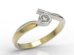 Pierścionek z żółtego i białego złota z brylantem 0,12 ct h/si model ap-3212zb