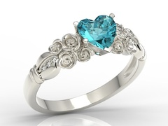 Pierścionek z białego złota z topazem swarovski ice blue i diamentami ap-52b