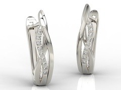 Kolczyki z białego złota z model lpk-73b diamentami 0,09 ct