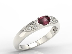 Pierścionek z białego złota z rubinem i diamentami 0,06 ct model ap-80b