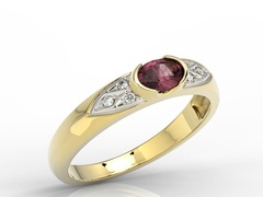 Pierścionek z żółtego złota z rubinem i diamentami 0,06 ct model ap-80z