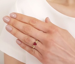 Pierścionek z topazem swarovski red i diamentami ap-53z