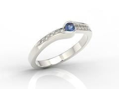 Pierścionek z białego złota z szafirem i brylantami 0,05 ct model bp-3413b