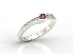 Pierścionek z białego złota z rubinem i brylantami 0,05 ct model bp-3413b