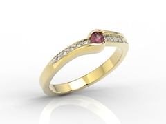 Pierścionek z żółtego złota z rubinem i brylantami 0,05 ct wzór bp-3413z-r