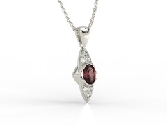 Wisiorek z białego złota z granatem i diamentami 0,06ct, model apwm-80b