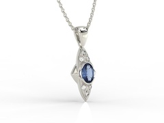 Wisiorek z białego złota z szafirem i diamentami 0,06 ct model apwm-80b