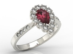 Pierścionek z białego złota z rubinem i diamentami 0,48 ct wzór ap-29b