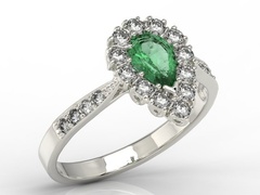 Pierścionek z białego złota ze szmaragdem i diamentami 0,48 ct wzór ap-29b