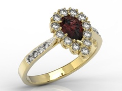 Pierścionek z żółtego złota z granatem i diamentami 0,48 ct wzór ap-29z-r