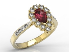 Pierścionek z żółtego złota z rubinem i diamentami 0,48 ct wzór ap-29z-r
