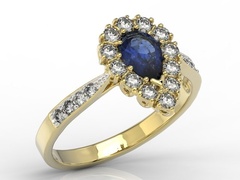 Pierścionek z żółtego złota z szafirem i diamentami 0,48 ct wzór ap-29z-r