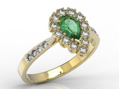 Pierścionek z żółtego złota ze szmaragdem i diamentami 0,48 ct wzór ap-29z-r