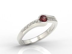 Pierścionek z białego złota z granatem i brylantami 0,05 ct model bp-3419b